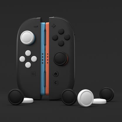 PlayVital Nintendo Switch 2（2025）対応 シリコンボタンカバー＆親指グリップセット Joycon2対応 ABXY・方向ボタン用カラフルキャップ8個＆ジョイスティックカバー4個セット【ブラック+ホワイト】
