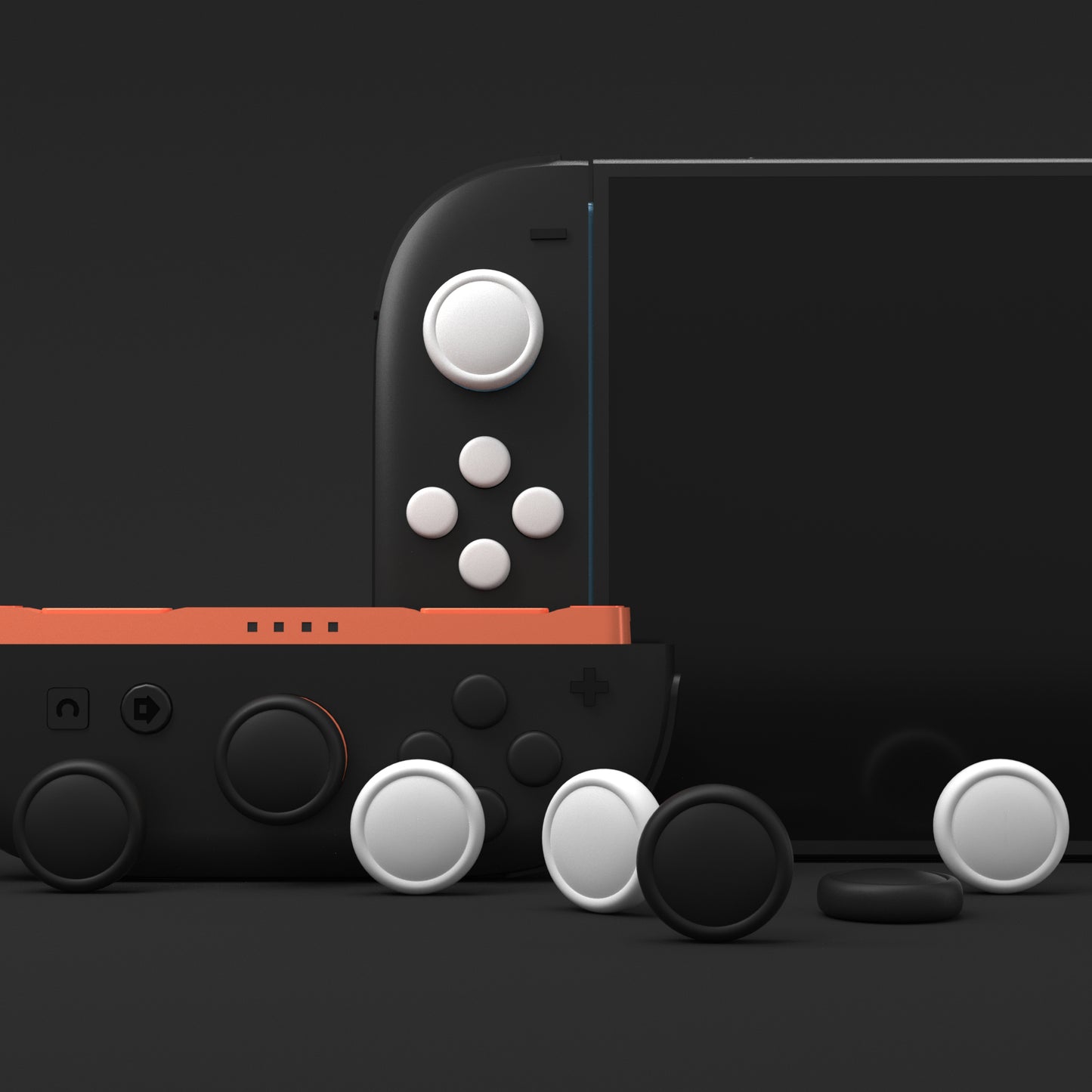PlayVital Nintendo Switch 2（2025）対応 シリコンボタンカバー＆親指グリップセット Joycon2対応 ABXY・方向ボタン用カラフルキャップ8個＆ジョイスティックカバー4個セット【ブラック+ホワイト】