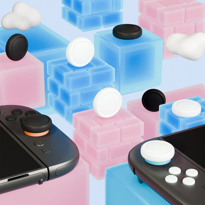 PlayVital Nintendo Switch 2（2025）対応 シリコンボタンカバー＆親指グリップセット Joycon2対応 ABXY・方向ボタン用カラフルキャップ8個＆ジョイスティックカバー4個セット【ブラック+ホワイト】