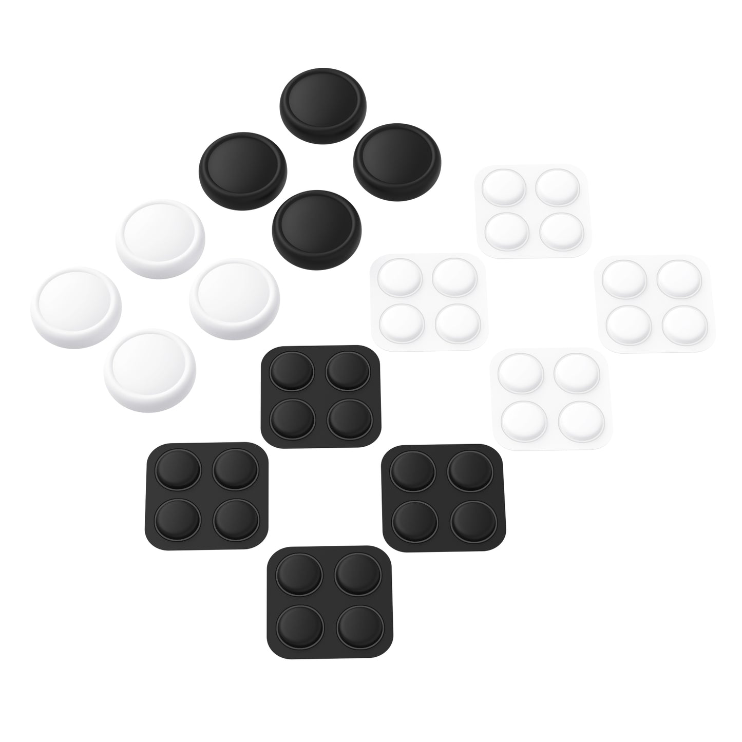 PlayVital Nintendo Switch 2（2025）対応 シリコンボタンカバー＆親指グリップセット Joycon2対応 ABXY・方向ボタン用カラフルキャップ8個＆ジョイスティックカバー4個セット【ブラック+ホワイト】