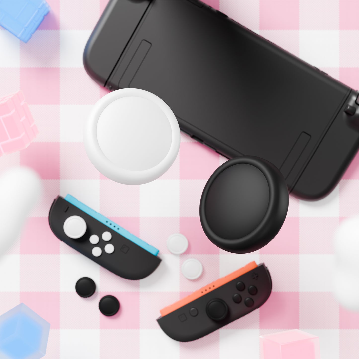 PlayVital Nintendo Switch 2（2025）対応 シリコンボタンカバー＆親指グリップセット Joycon2対応 ABXY・方向ボタン用カラフルキャップ8個＆ジョイスティックカバー4個セット【ブラック+ホワイト】