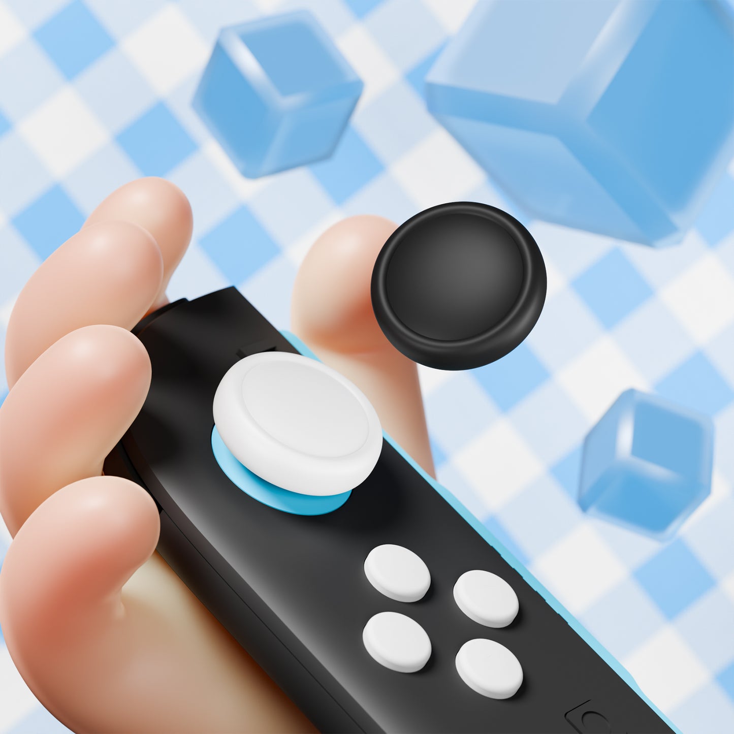 PlayVital Nintendo Switch 2（2025）対応 シリコンボタンカバー＆親指グリップセット Joycon2対応 ABXY・方向ボタン用カラフルキャップ8個＆ジョイスティックカバー4個セット【ブラック+ホワイト】