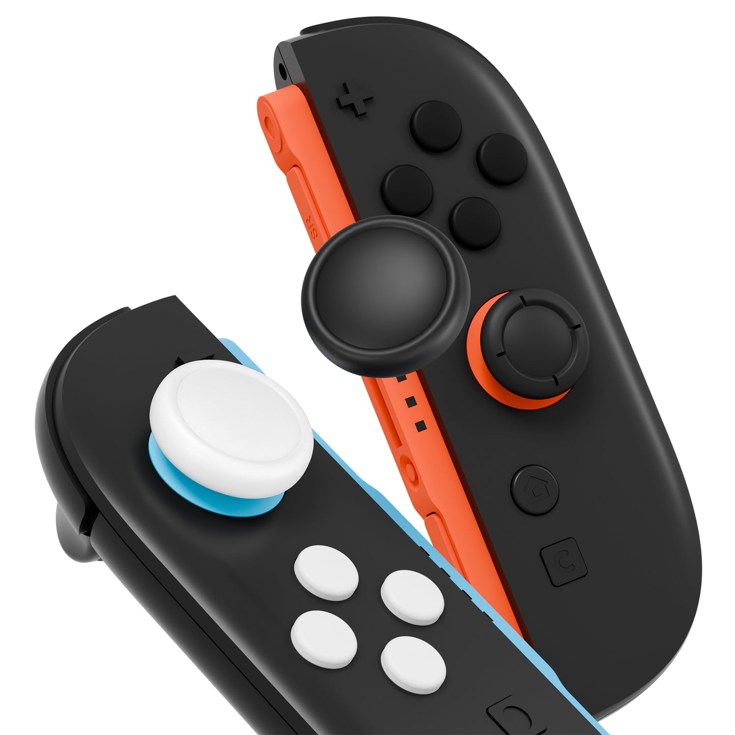 PlayVital Nintendo Switch 2（2025）対応 シリコンボタンカバー＆親指グリップセット Joycon2対応 ABXY・方向ボタン用カラフルキャップ8個＆ジョイスティックカバー4個セット【ブラック+ホワイト】