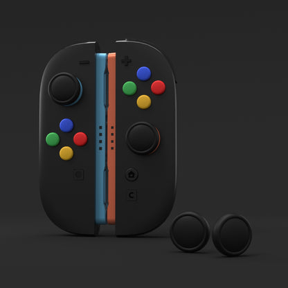 PlayVital Nintendo Switch 2（2025）対応 シリコン製赤黄青緑ボタンカバー＆ブラック親指グリップキャップセット Joycon2対応 ABXY&方向ボタン用キャップ