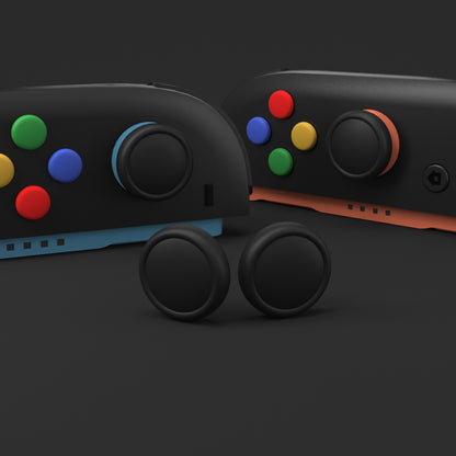 PlayVital Nintendo Switch 2（2025）対応 シリコン製赤黄青緑ボタンカバー＆ブラック親指グリップキャップセット Joycon2対応 ABXY&方向ボタン用キャップ