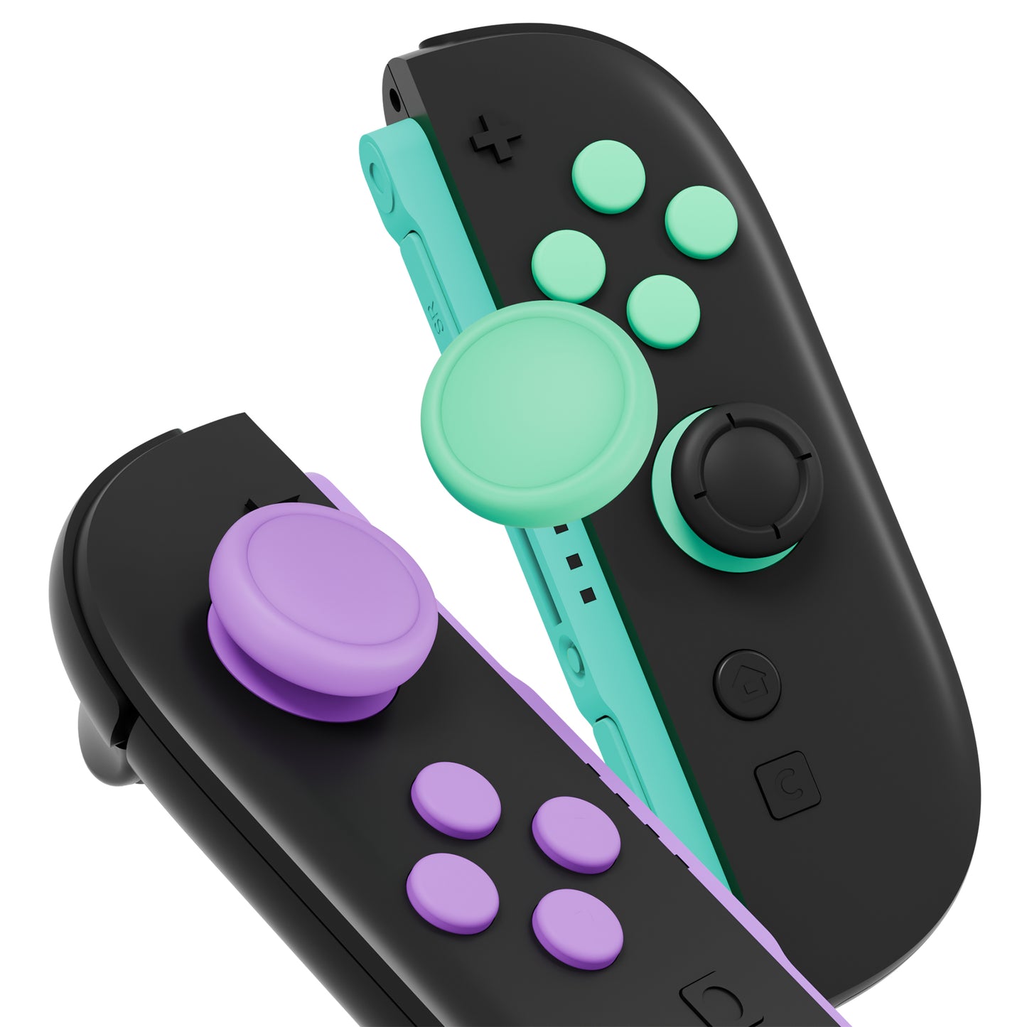 PlayVital Nintendo Switch 2（2025）対応 シリコンボタンカバー＆親指グリップセット Joycon2対応 ABXY・方向ボタン用カラフルキャップ＆ジョイスティックカバーセット【ソフトバイオレット・ミントグリーン・ブラック・グレー】
