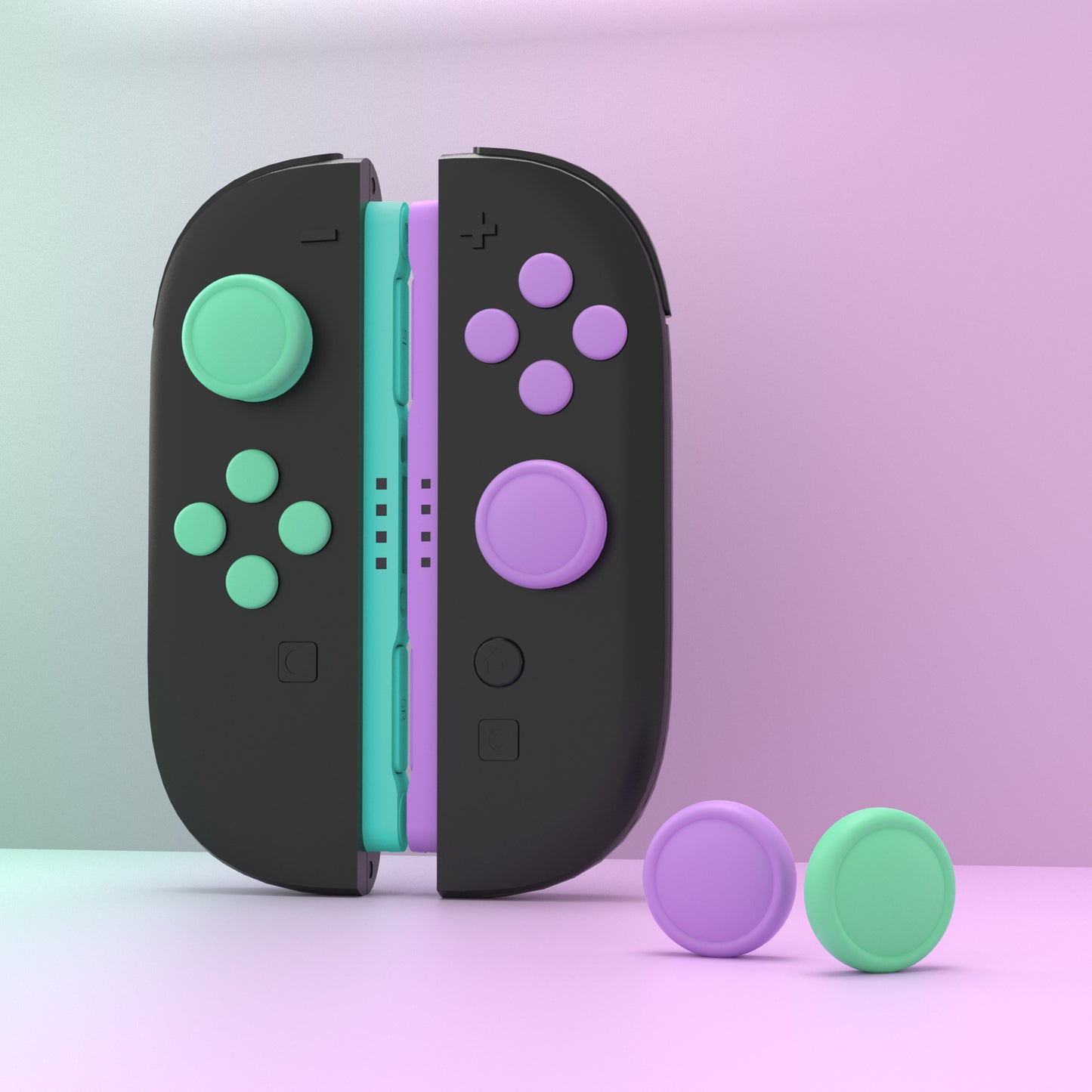 PlayVital Nintendo Switch 2（2025）対応 シリコンボタンカバー＆親指グリップセット Joycon2対応 ABXY・方向ボタン用カラフルキャップ＆ジョイスティックカバーセット【ソフトバイオレット・ミントグリーン・ブラック・グレー】