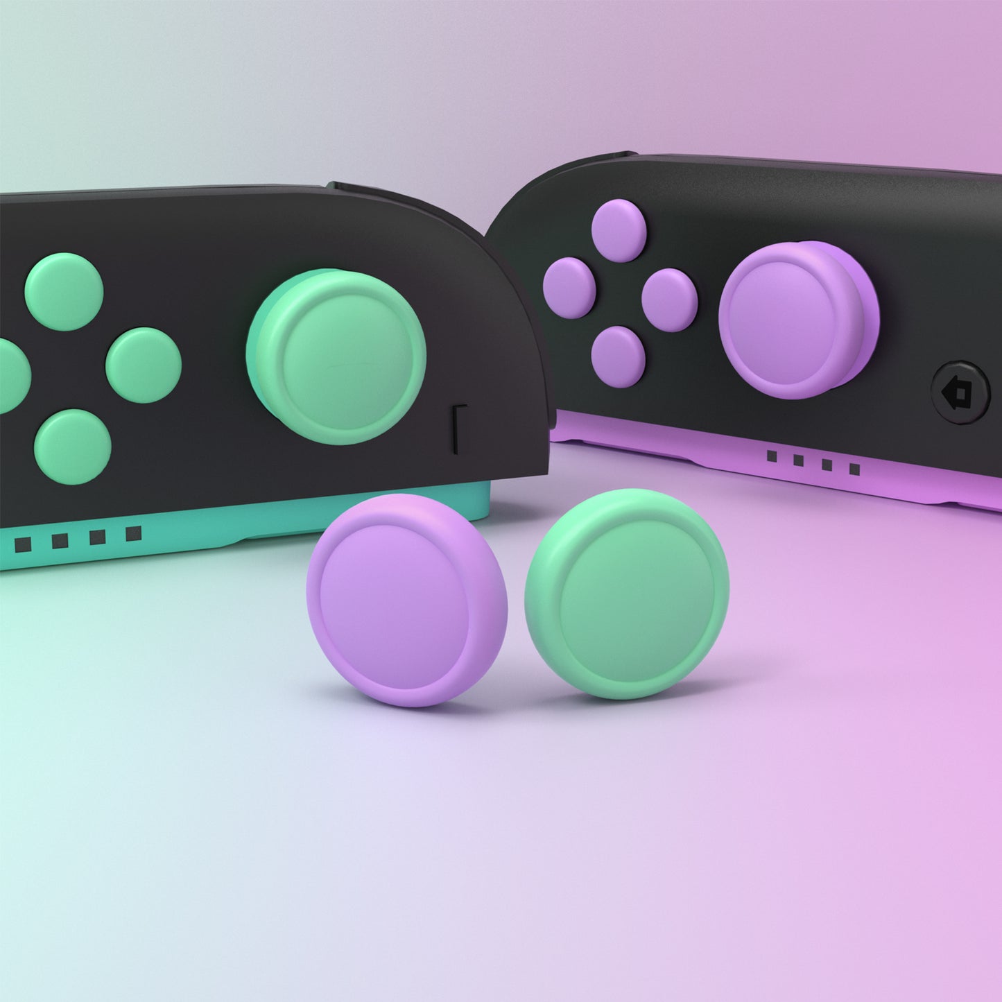 PlayVital Nintendo Switch 2（2025）対応 シリコンボタンカバー＆親指グリップセット Joycon2対応 ABXY・方向ボタン用カラフルキャップ＆ジョイスティックカバーセット【ソフトバイオレット・ミントグリーン・ブラック・グレー】