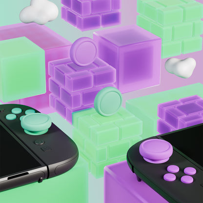 PlayVital Nintendo Switch 2（2025）対応 シリコンボタンカバー＆親指グリップセット Joycon2対応 ABXY・方向ボタン用カラフルキャップ＆ジョイスティックカバーセット【ソフトバイオレット・ミントグリーン・ブラック・グレー】