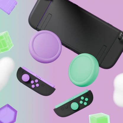PlayVital Nintendo Switch 2（2025）対応 シリコンボタンカバー＆親指グリップセット Joycon2対応 ABXY・方向ボタン用カラフルキャップ＆ジョイスティックカバーセット【ソフトバイオレット・ミントグリーン・ブラック・グレー】