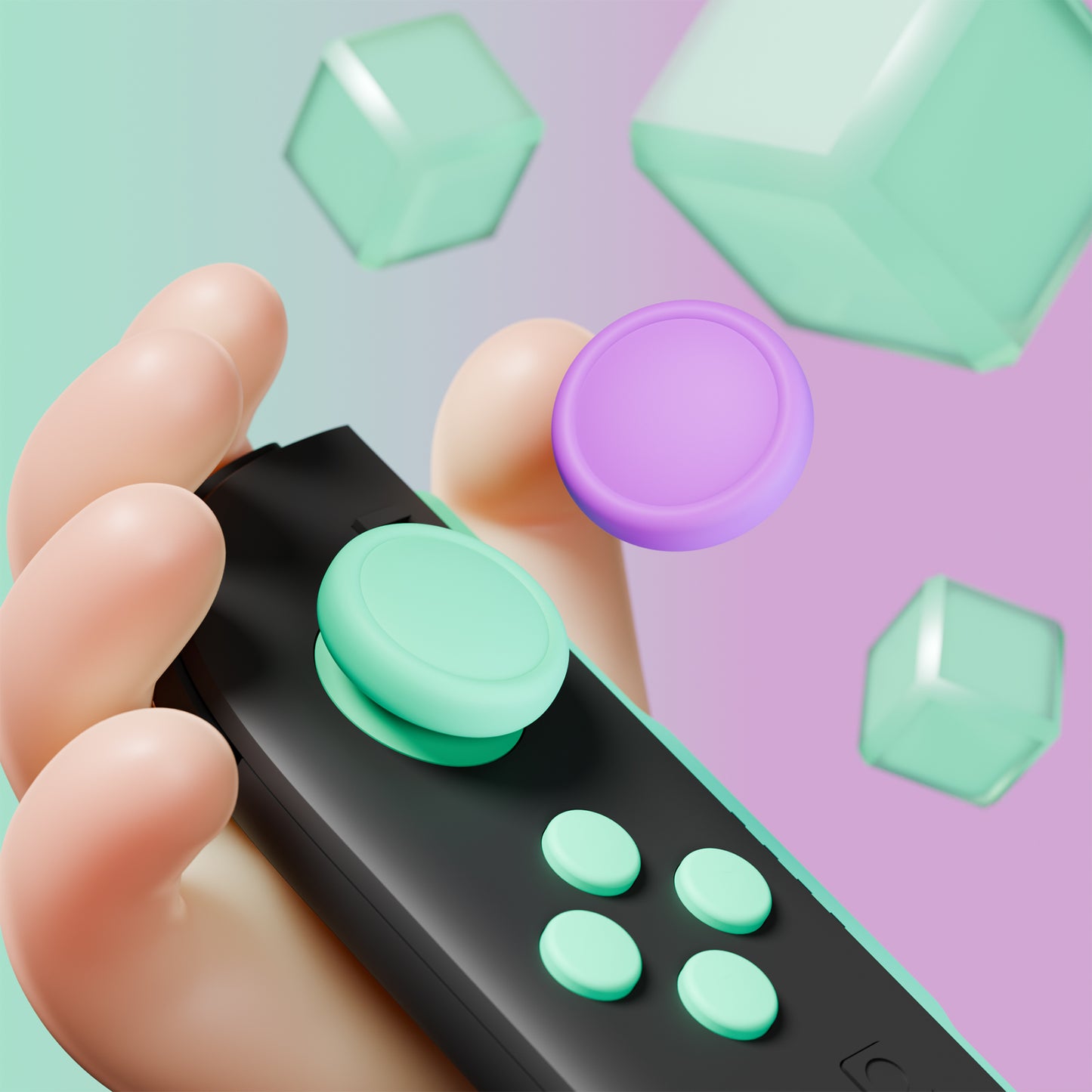 PlayVital Nintendo Switch 2（2025）対応 シリコンボタンカバー＆親指グリップセット Joycon2対応 ABXY・方向ボタン用カラフルキャップ＆ジョイスティックカバーセット【ソフトバイオレット・ミントグリーン・ブラック・グレー】