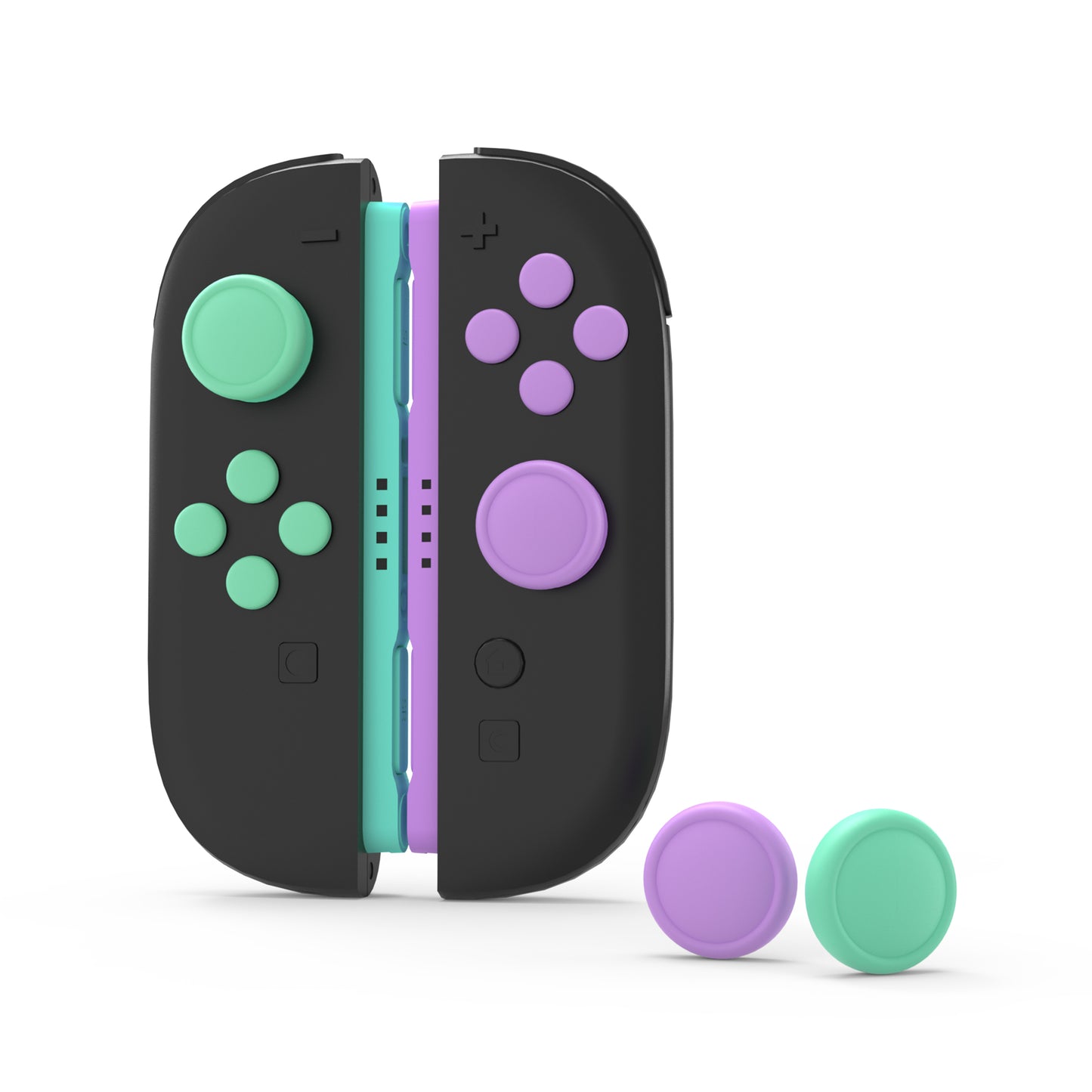 PlayVital Nintendo Switch 2（2025）対応 シリコンボタンカバー＆親指グリップセット Joycon2対応 ABXY・方向ボタン用カラフルキャップ＆ジョイスティックカバーセット【ソフトバイオレット・ミントグリーン・ブラック・グレー】