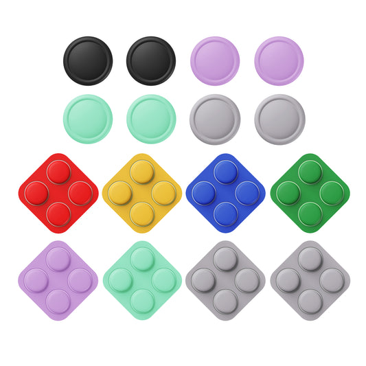 PlayVital Nintendo Switch 2（2025）対応 シリコンボタンカバー＆親指グリップセット Joycon2対応 ABXY・方向ボタン用カラフルキャップ8個＆ジョイスティックカバー4個セット【ソフトバイオレット・ミントグリーン・ブラック・グレー】