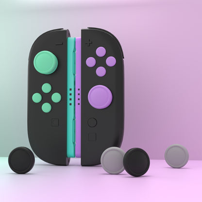 PlayVital Nintendo Switch 2（2025）対応 シリコンボタンカバー＆親指グリップセット Joycon2対応 ABXY・方向ボタン用カラフルキャップ8個＆ジョイスティックカバー4個セット【ソフトバイオレット・ミントグリーン・ブラック・グレー】