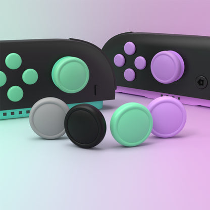 PlayVital Nintendo Switch 2（2025）対応 シリコンボタンカバー＆親指グリップセット Joycon2対応 ABXY・方向ボタン用カラフルキャップ8個＆ジョイスティックカバー4個セット【ソフトバイオレット・ミントグリーン・ブラック・グレー】