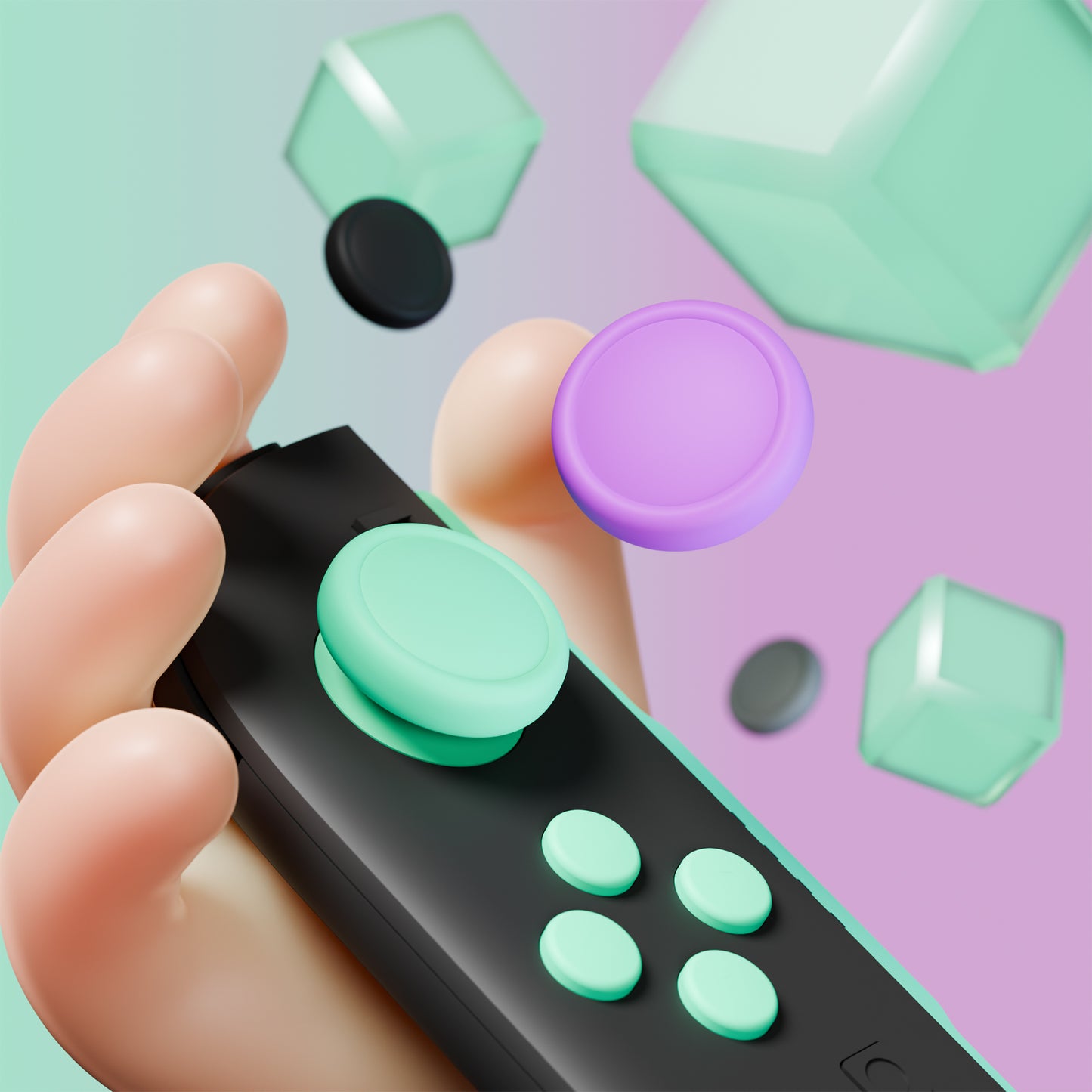 PlayVital Nintendo Switch 2（2025）対応 シリコンボタンカバー＆親指グリップセット Joycon2対応 ABXY・方向ボタン用カラフルキャップ8個＆ジョイスティックカバー4個セット【ソフトバイオレット・ミントグリーン・ブラック・グレー】