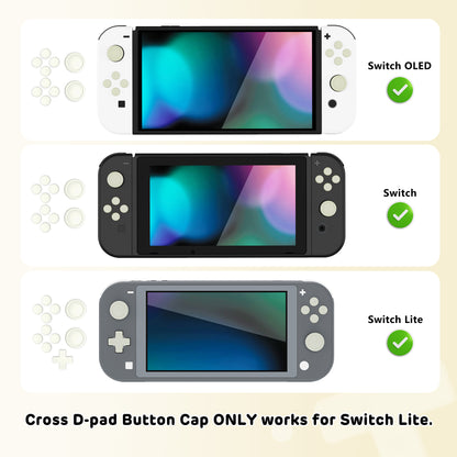 PlayVital シリコンボタンカバーやサムグリップセットSwitch/有機el/Switch Lite対応用、ABXY方向キーボタンキャップ、Switch Lite用 Dパッドボタンキャップ【アイボリー】