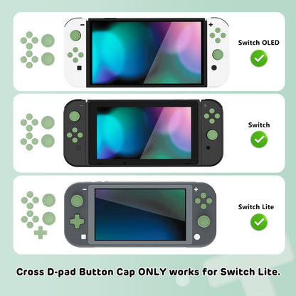 PlayVital シリコンボタンカバーやサムグリップセットSwitch/有機el/Switch Lite対応用、ABXY方向キーボタンキャップ、Switch Lite用 Dパッドボタンキャップ【抹茶グリーン】