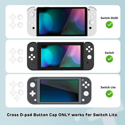 PlayVital シリコンボタンカバーやサムグリップセットSwitch/有機el/Switch Lite対応用、ABXY方向キーボタンキャップ、Switch Lite用 Dパッドボタンキャップ【ホワイト】