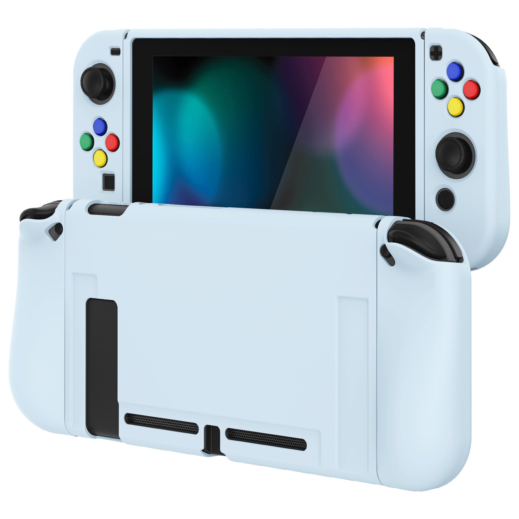 PlayVital Sky Blue Protective Case for NS Switch, Soft TPU Slim Case Cover for NS Switch Console with Colorful ABXY Direction Button Caps - NTU6038G2 PlayVital