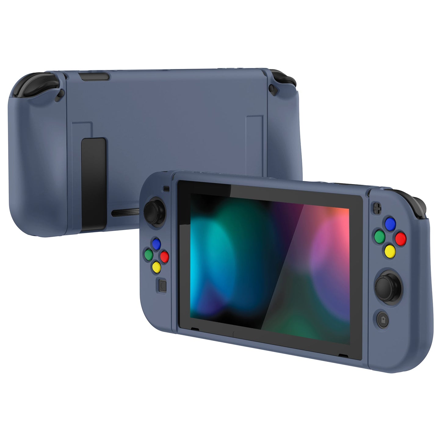 PlayVital Slate Gray Protective Case for NS Switch, Soft TPU Slim Case Cover for NS Switch Console with Colorful ABXY Direction Button Caps - NTU6039G2 PlayVital