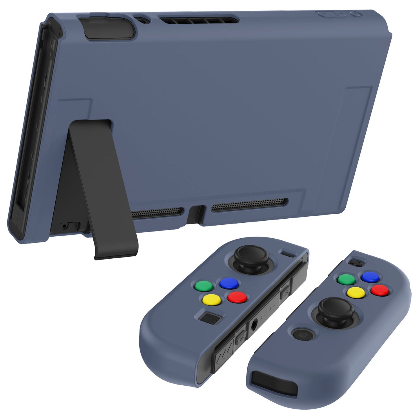 PlayVital Slate Gray Protective Case for NS Switch, Soft TPU Slim Case Cover for NS Switch Console with Colorful ABXY Direction Button Caps - NTU6039G2 PlayVital