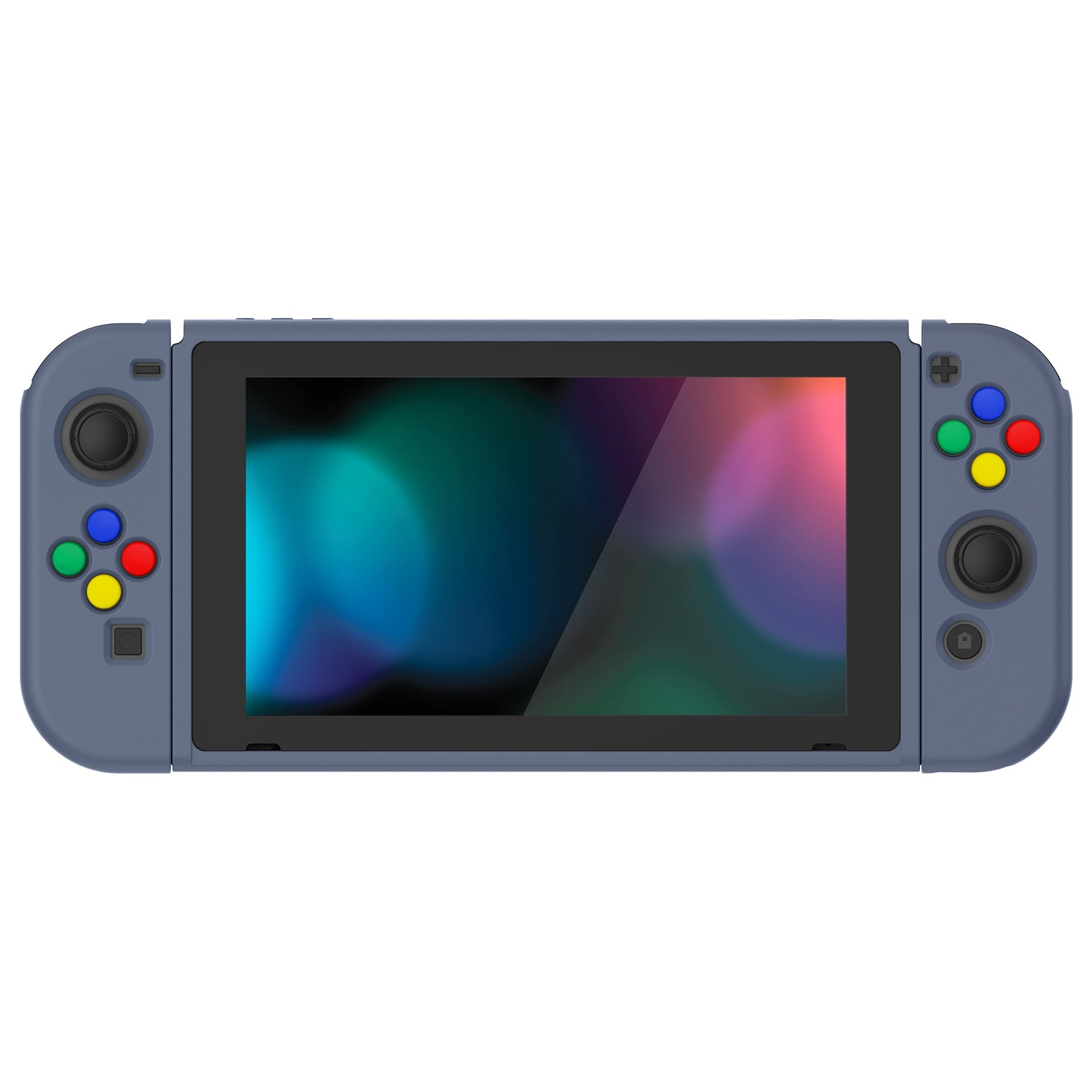 PlayVital Slate Gray Protective Case for NS Switch, Soft TPU Slim Case Cover for NS Switch Console with Colorful ABXY Direction Button Caps - NTU6039G2 PlayVital