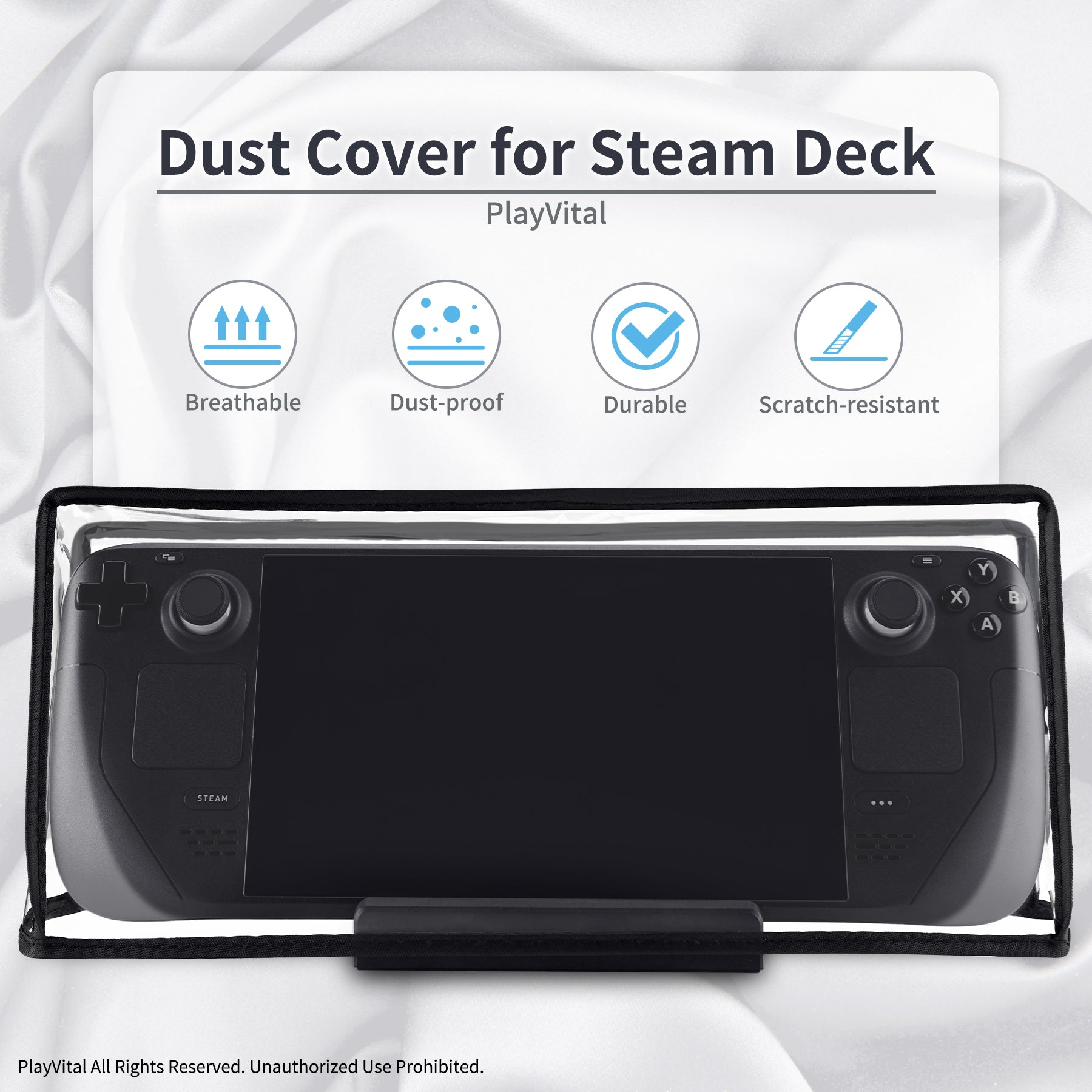 PlayVital Soft Neat Lining Dust Cover for Steam Deck - Clear Black - PCSDM003 PlayVital