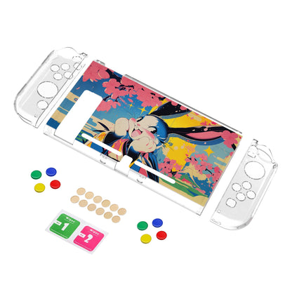 PlayVital Soft TPU Slim Protective Case with Colorful ABXY Direction Button Caps for NS Switch - Blossom POP Bunny - NTU6044G2 PlayVital