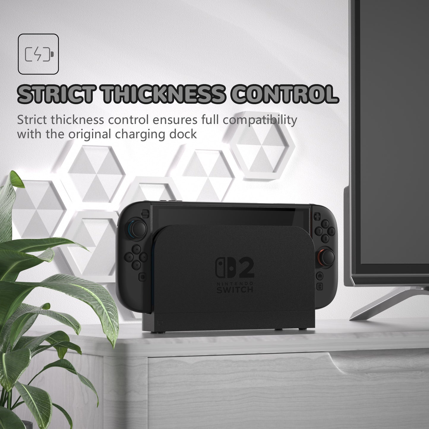 PlayVital Nintendo Switch 2（2025）対応ハードカバー 保護ケース 付けたままドックに対応 折りたたみ式スタンド＆親指グリップ付き【ブラック】