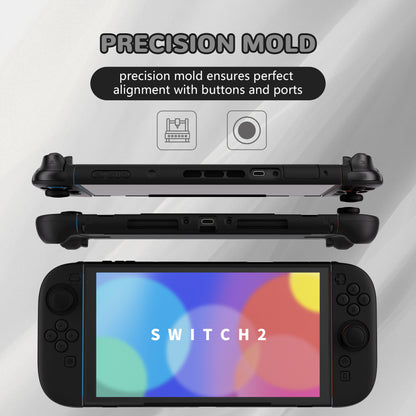 PlayVital Nintendo Switch 2（2025）対応ハードカバー 保護ケース 付けたままドックに対応 折りたたみ式スタンド＆親指グリップ付き【ブラック】