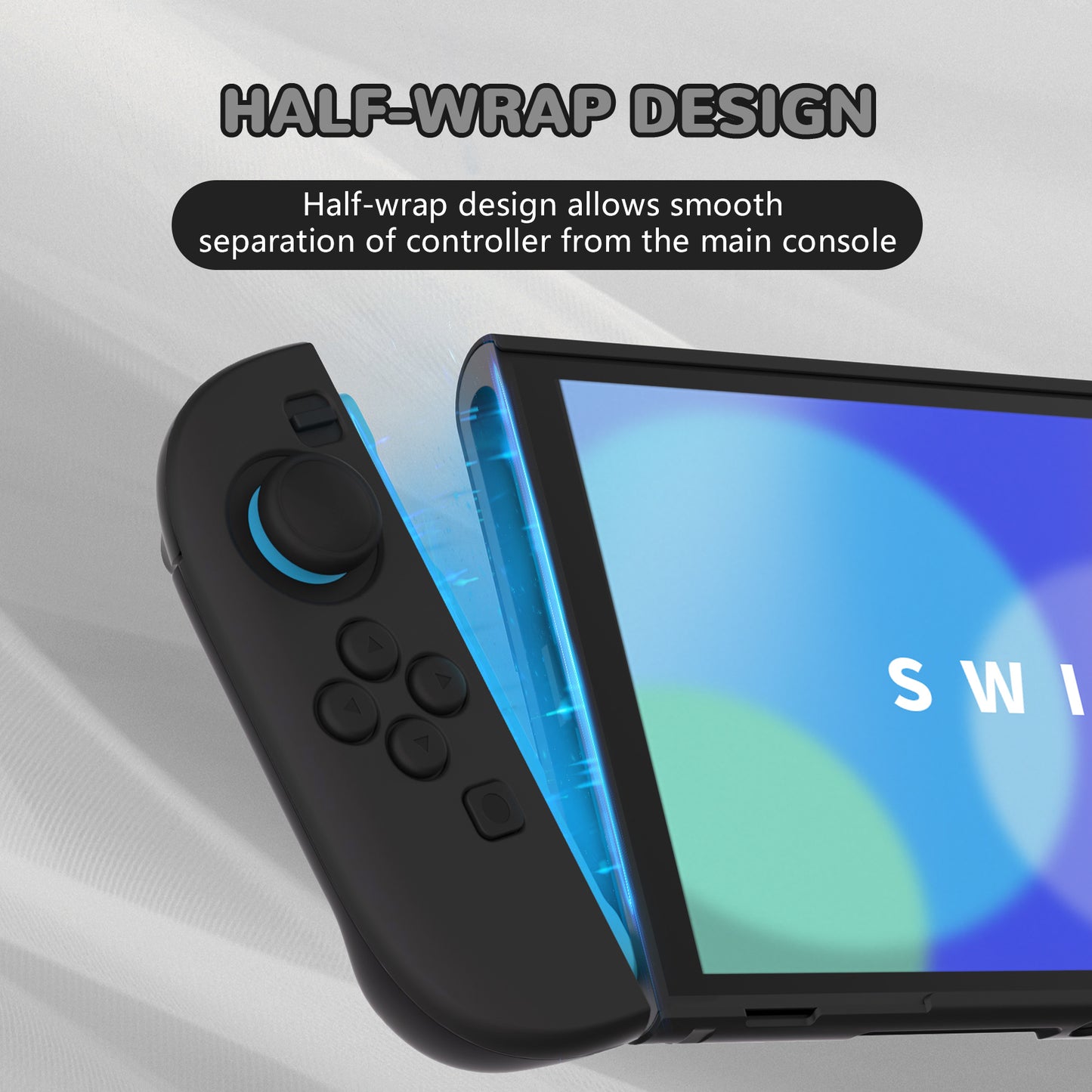 PlayVital Nintendo Switch 2（2025）対応ハードカバー 保護ケース 付けたままドックに対応 折りたたみ式スタンド＆親指グリップ付き【ブラック】