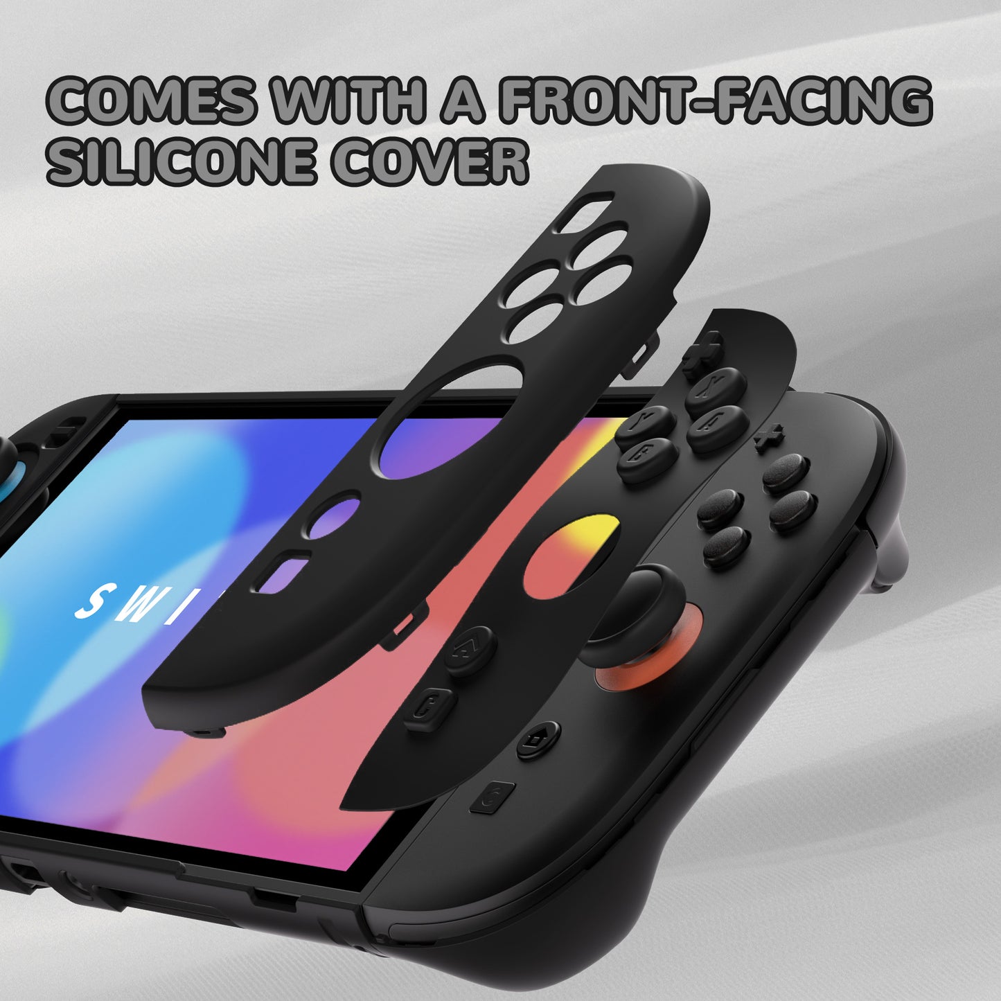 PlayVital Nintendo Switch 2（2025）対応ハードカバー 保護ケース 付けたままドックに対応 折りたたみ式スタンド＆親指グリップ付き【ブラック】