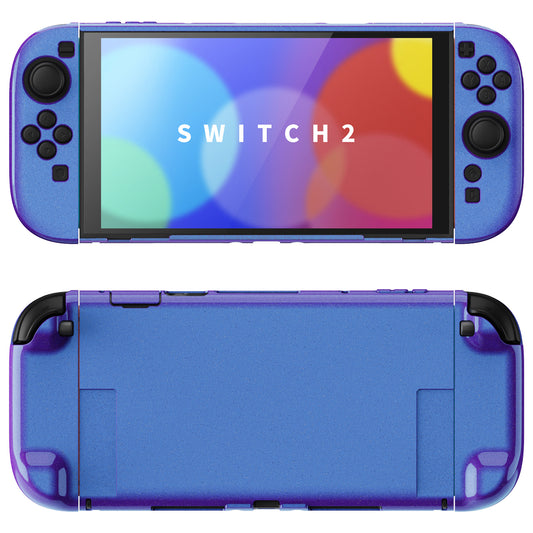PlayVital Nintendo Switch 2（2025）対応ハードカバー 保護ケース 付けたままドックに対応 折りたたみ式スタンド＆親指グリップ付き【カメレオンパープルブルー】