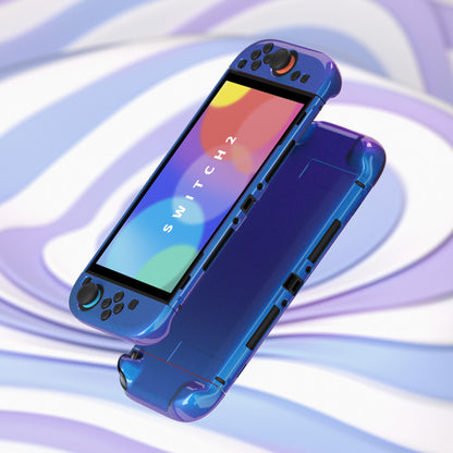 PlayVital Nintendo Switch 2（2025）対応ハードカバー 保護ケース 付けたままドックに対応 折りたたみ式スタンド＆親指グリップ付き【カメレオンパープルブルー】