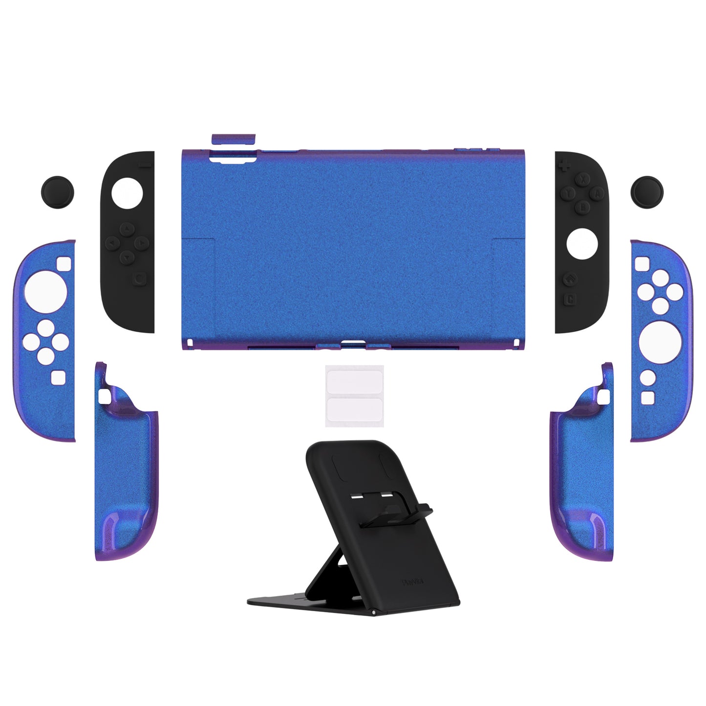 PlayVital Nintendo Switch 2（2025）対応ハードカバー 保護ケース 付けたままドックに対応 折りたたみ式スタンド＆親指グリップ付き【カメレオンパープルブルー】