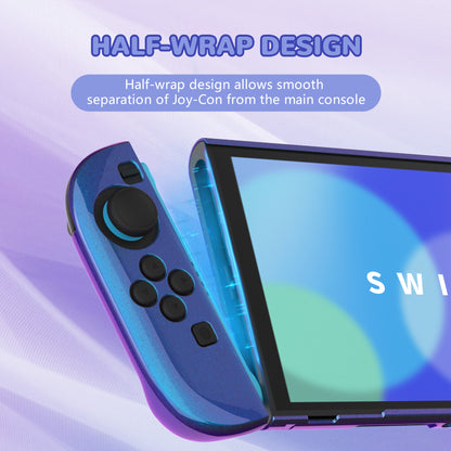 PlayVital Nintendo Switch 2（2025）対応ハードカバー 保護ケース 付けたままドックに対応 折りたたみ式スタンド＆親指グリップ付き【カメレオンパープルブルー】