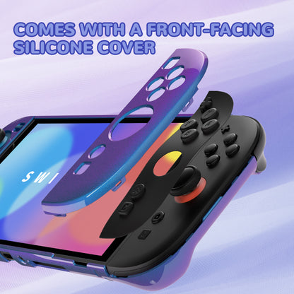 PlayVital Nintendo Switch 2（2025）対応ハードカバー 保護ケース 付けたままドックに対応 折りたたみ式スタンド＆親指グリップ付き【カメレオンパープルブルー】