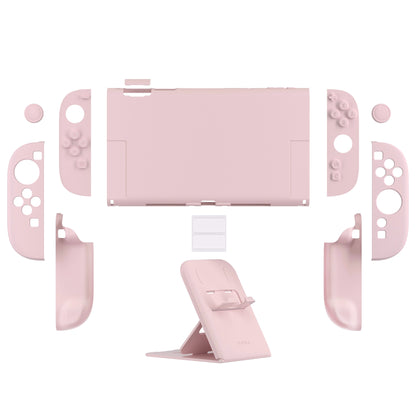 PlayVital Nintendo Switch 2（2025）対応ハードカバー 保護ケース 付けたままドックに対応 折りたたみ式スタンド＆親指グリップ付き【ピンク】