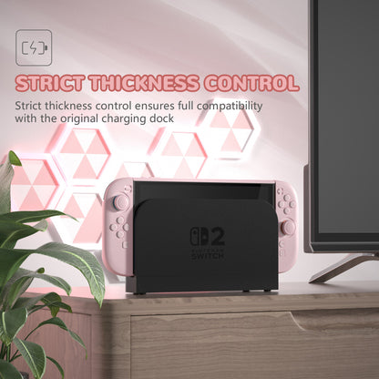 PlayVital Nintendo Switch 2（2025）対応ハードカバー 保護ケース 付けたままドックに対応 折りたたみ式スタンド＆親指グリップ付き【ピンク】