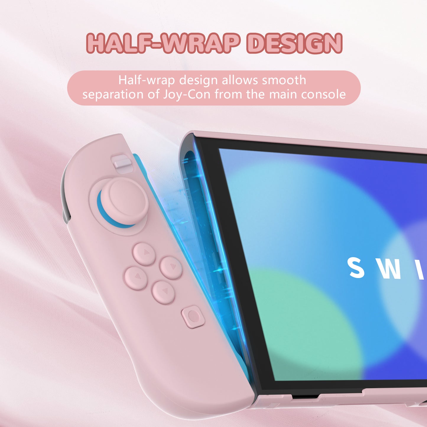 PlayVital Nintendo Switch 2（2025）対応ハードカバー 保護ケース 付けたままドックに対応 折りたたみ式スタンド＆親指グリップ付き【ピンク】