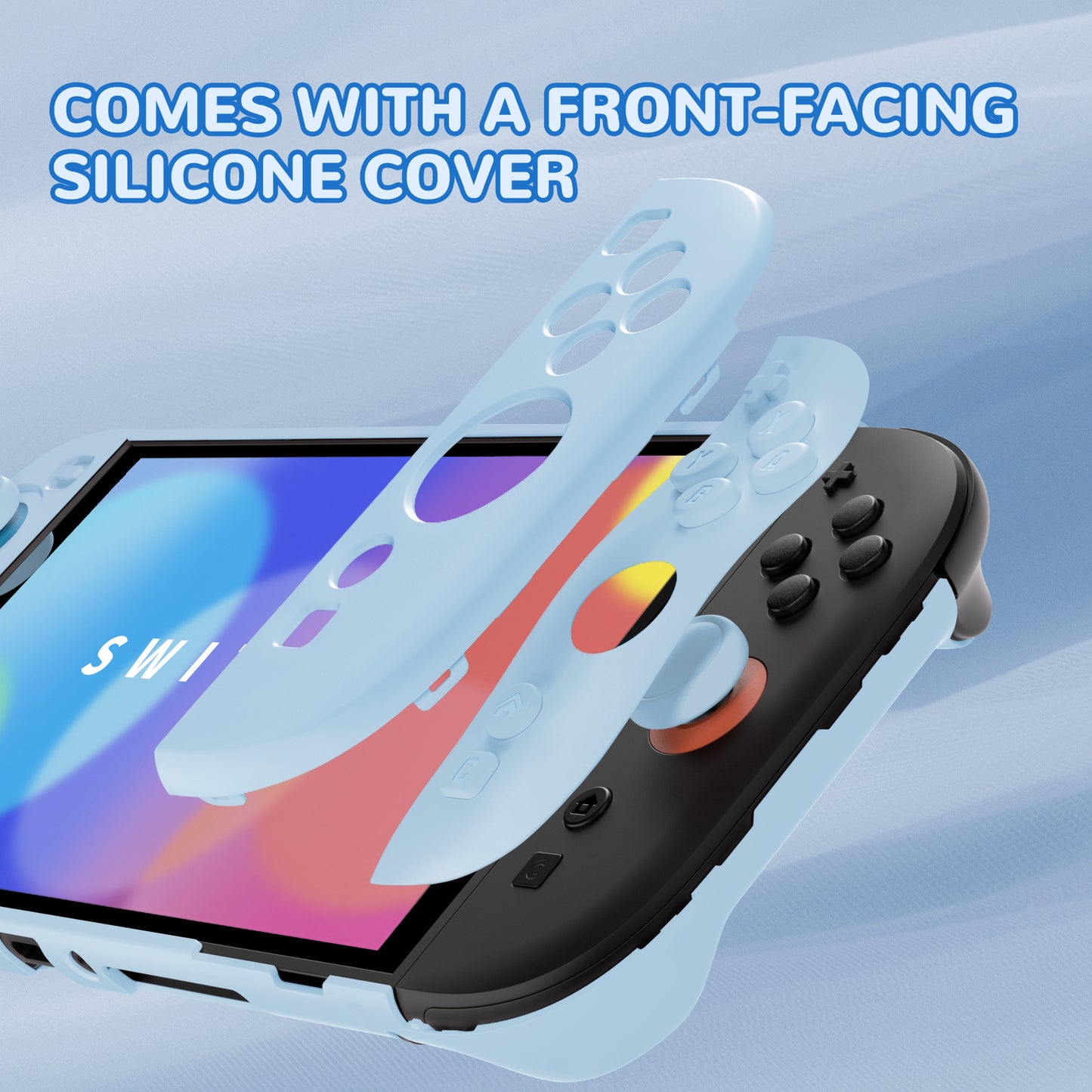 PlayVital Nintendo Switch 2（2025）対応ハードカバー 保護ケース 付けたままドックに対応 折りたたみ式スタンド＆親指グリップ付き【ヘブンブルー】