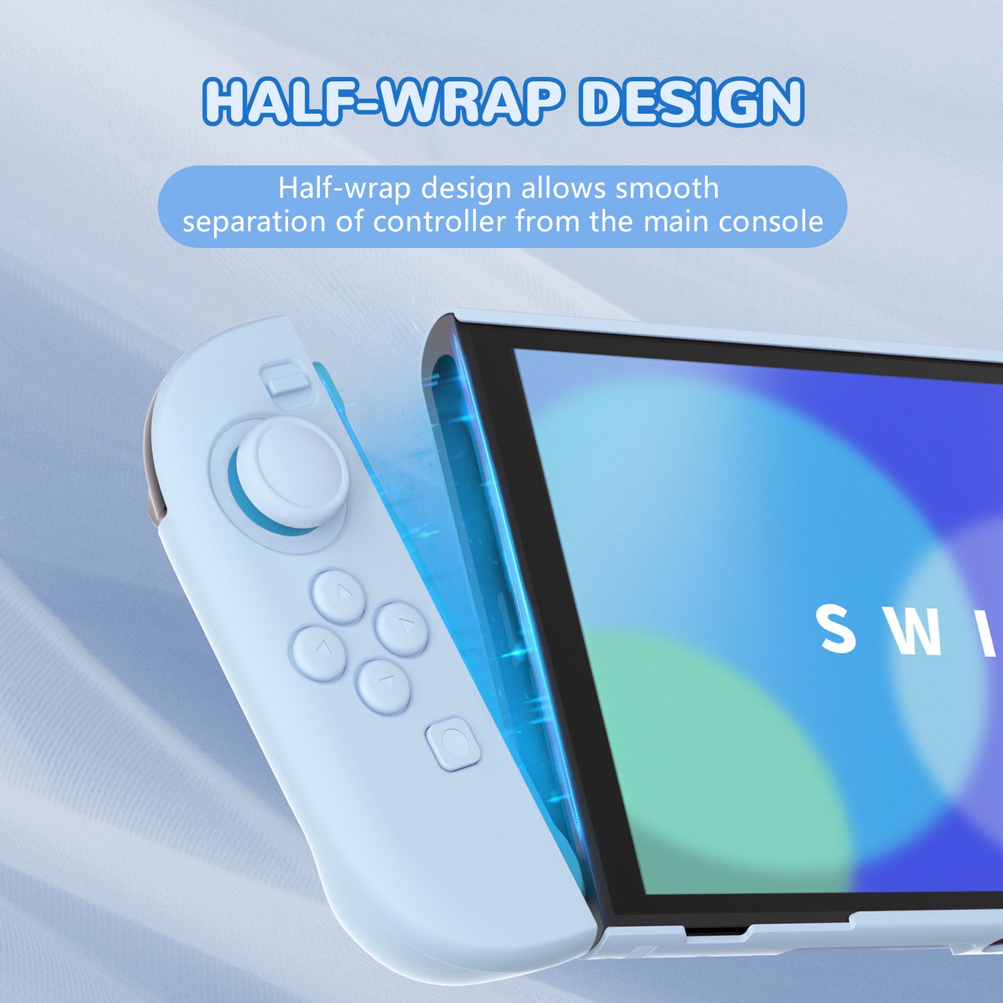 PlayVital Nintendo Switch 2（2025）対応ハードカバー 保護ケース 付けたままドックに対応 折りたたみ式スタンド＆親指グリップ付き【ヘブンブルー】