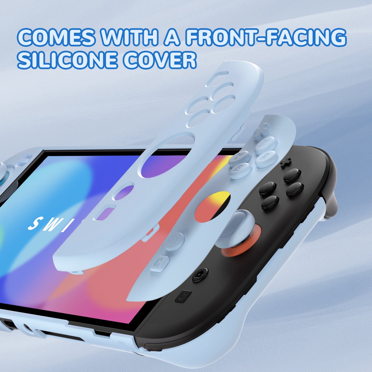 PlayVital Nintendo Switch 2（2025）対応ハードカバー 保護ケース 付けたままドックに対応 折りたたみ式スタンド＆親指グリップ付き【ヘブンブルー】
