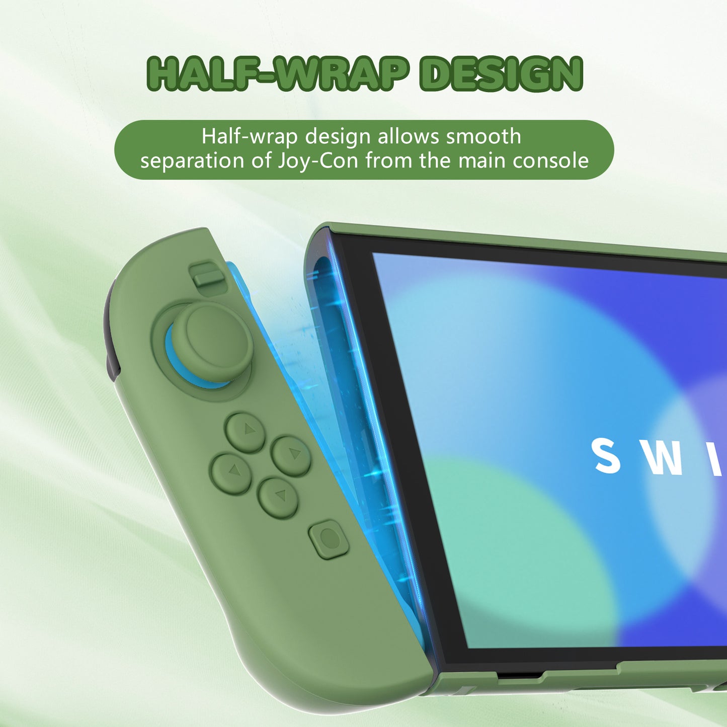 PlayVital Nintendo Switch 2（2025）対応ハードカバー 保護ケース 付けたままドックに対応 折りたたみ式スタンド＆親指グリップ付き【抹茶グリーン】