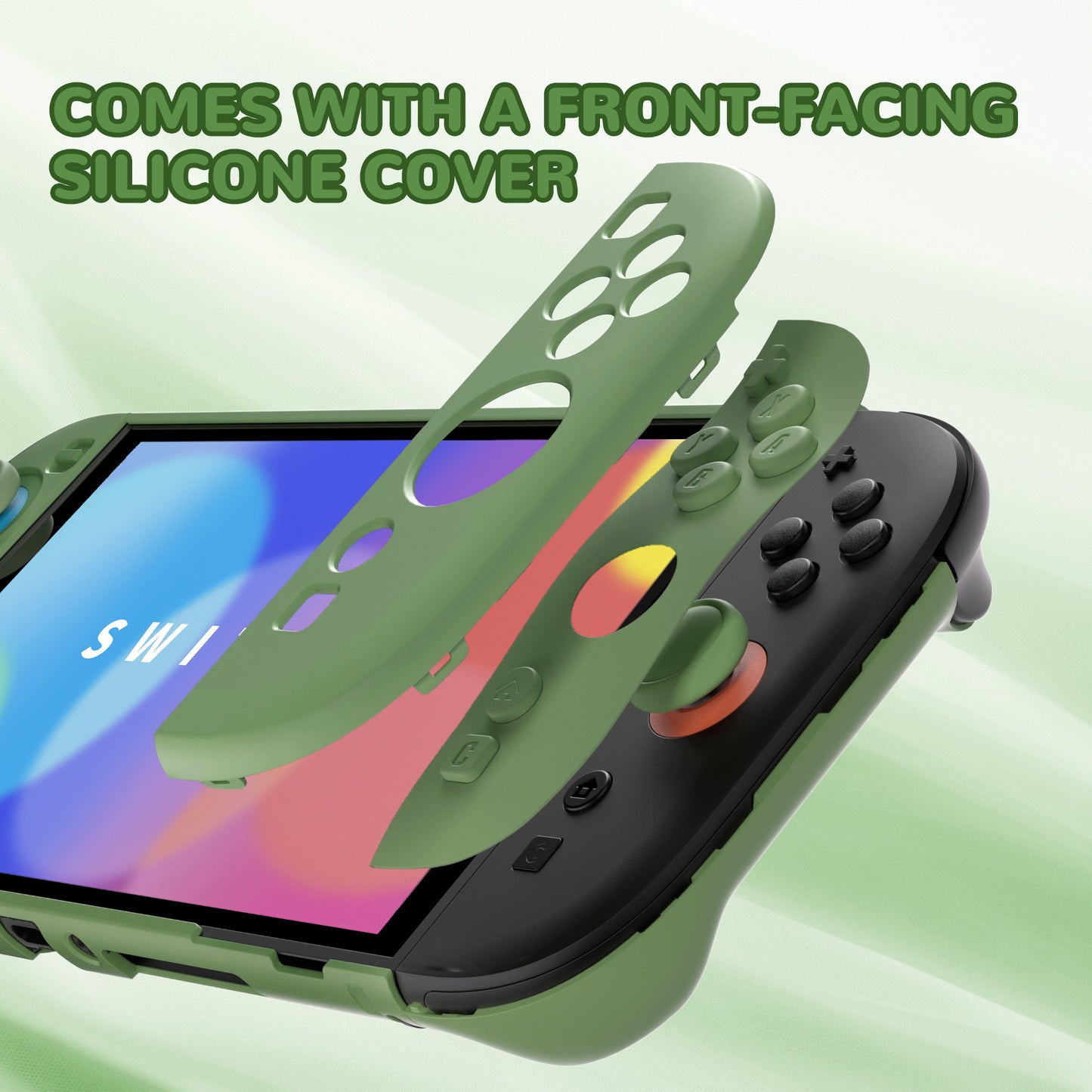 PlayVital Nintendo Switch 2（2025）対応ハードカバー 保護ケース 付けたままドックに対応 折りたたみ式スタンド＆親指グリップ付き【抹茶グリーン】