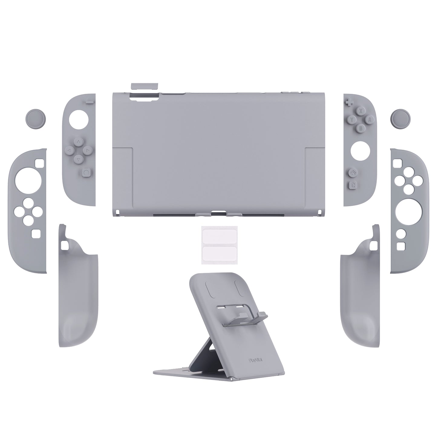 PlayVital Nintendo Switch 2（2025）対応ハードカバー 保護ケース 付けたままドックに対応 折りたたみ式スタンド＆親指グリップ付き【グレー】