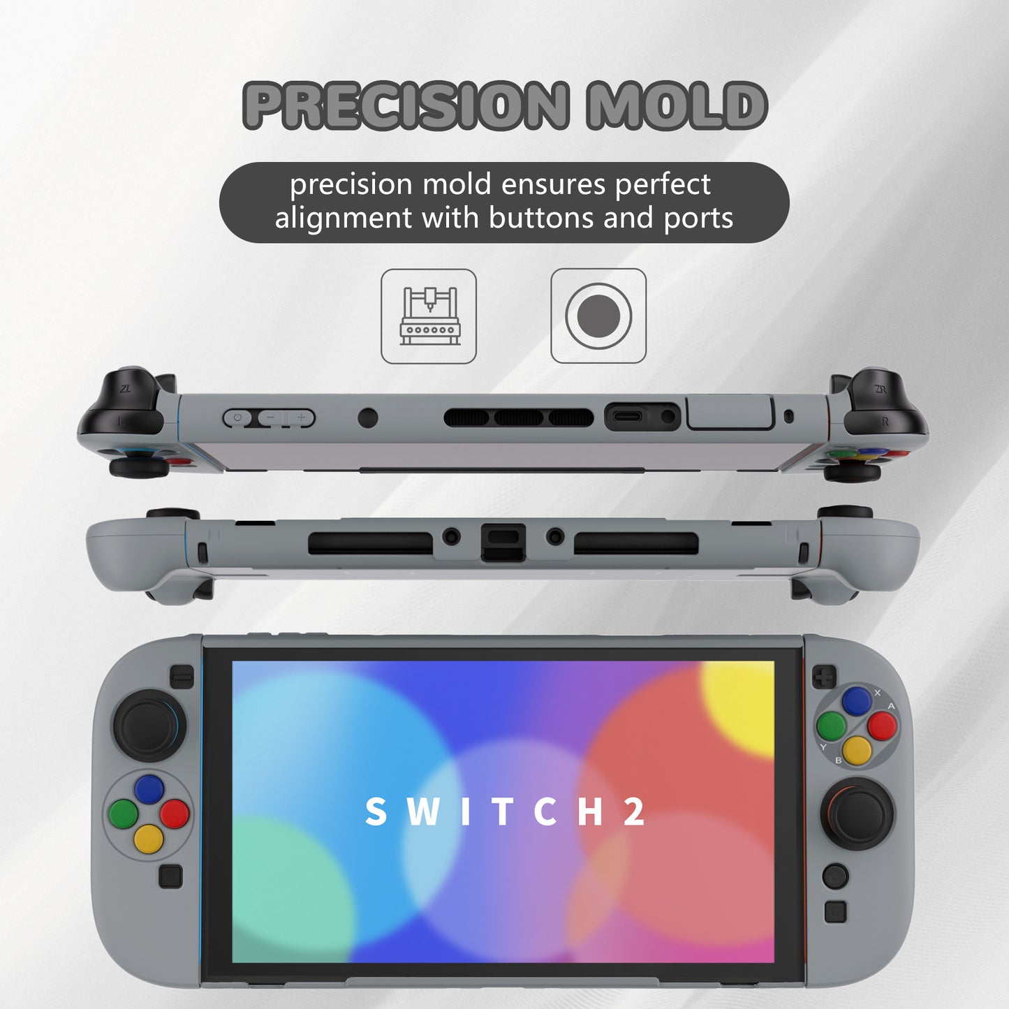 PlayVital Nintendo Switch 2（2025）対応ハードカバー 保護ケース 付けたままドックに対応 折りたたみ式スタンド＆親指グリップ付き【SFC SNES Classic EUスタイル】