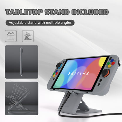 PlayVital Nintendo Switch 2（2025）対応ハードカバー 保護ケース 付けたままドックに対応 折りたたみ式スタンド＆親指グリップ付き【SFC SNES Classic EUスタイル】