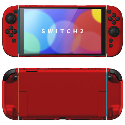 PlayVital Nintendo Switch 2（2025）対応ハードカバー 保護ケース 付けたままドックに対応 折りたたみ式スタンド＆親指グリップ付き【スカーレットレッド】